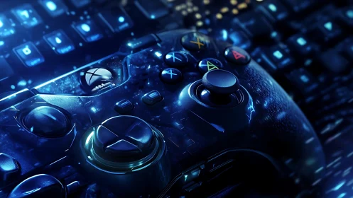 Neon-lit gamepad dreams overclock a midnight keyboard storm