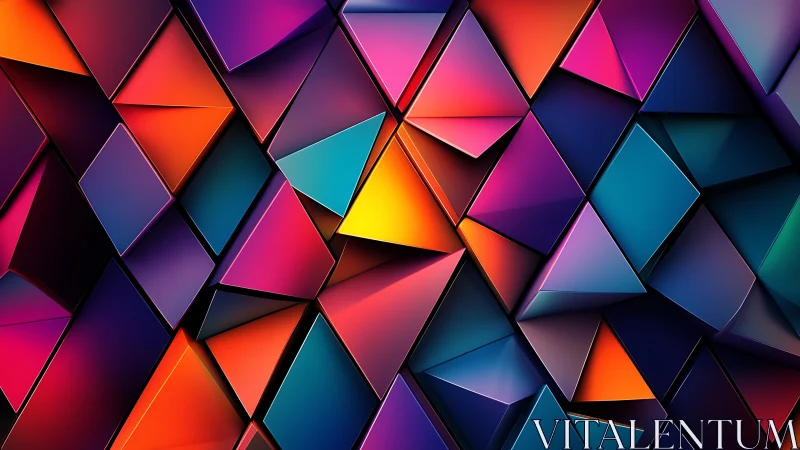 Prismatic geometric panels form a luminous abstract 3D grid