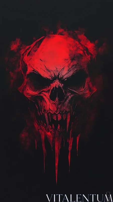 Crimson smoke carves a dripping demon skull from darkness