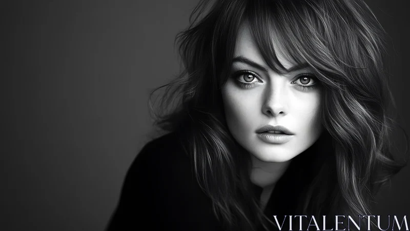 Monochrome close-up portrait renders high-contrast gaze