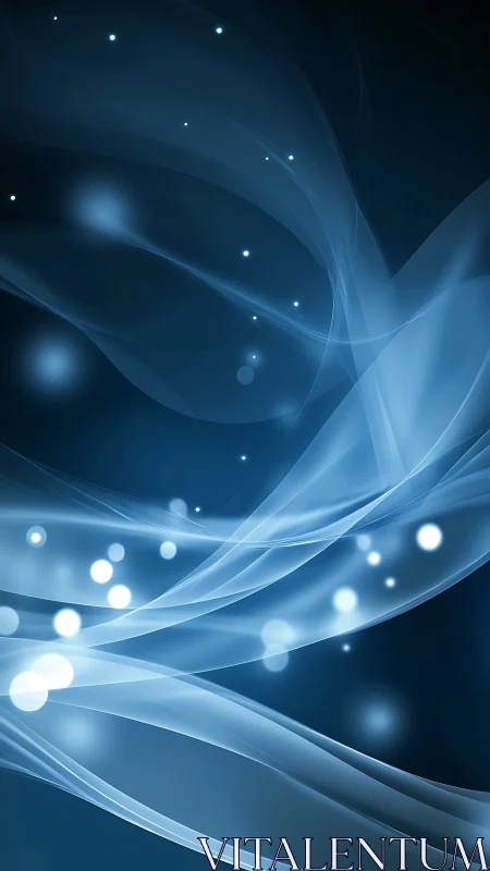 Luminous blue light trails curve through dark abstract space