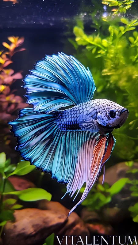 Photorealistic betta fish study with flowing fin architecture.