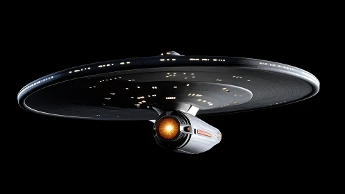 Large disc-shaped spacecraft with central engine module.