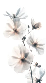 Delicate Cosmos Flowers Dancing in Soft Ethereal Light