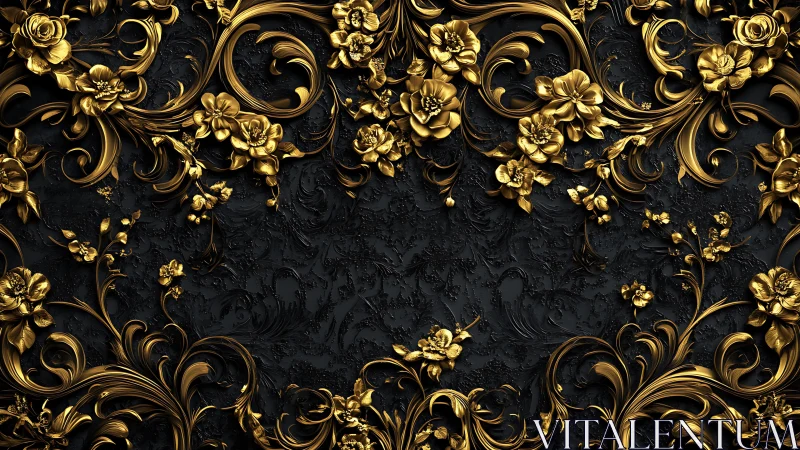 Golden floral scrollwork framing a rich midnight backdrop.