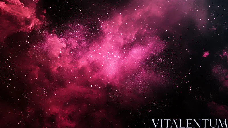 Velvety pink nebula clouds swirling through quiet starlight.