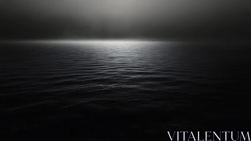Nocturnal seascape studies minimal light across dark horizon