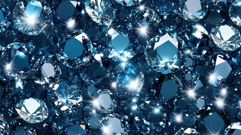 Clustered blue gemstones with light reflections pattern.