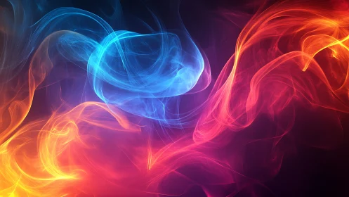 Colored light wisps forming abstract flowing bands of color.