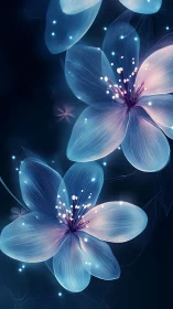 Luminescent Digital Flowers with Glowing Accents.
