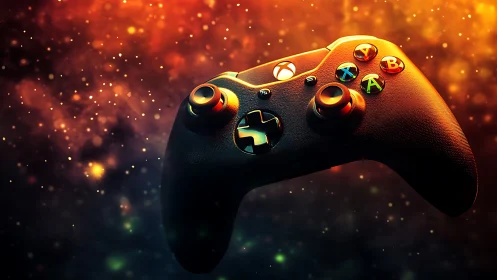 Gaming Controller Ignites Neon Dreams in Fiery Digital Glow