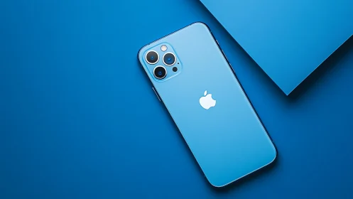 Blue iPhone 12 Pro: Premium Product Photography with Minimalist Composition.