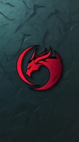 Embossed red dragon crest with beveled crescent on textured slate