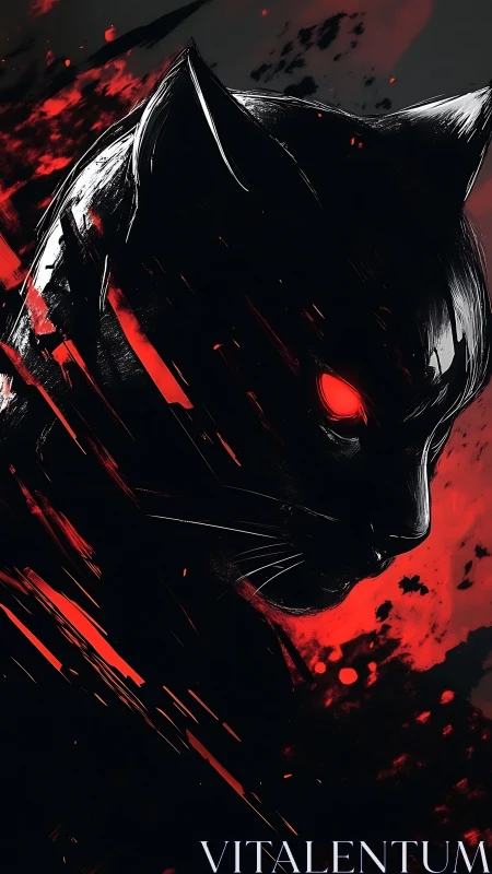 Neon-eyed panther silhouette rendered in high-contrast digital ink
