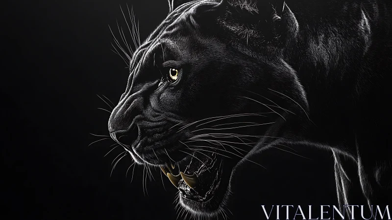 Striking Black Panther Portrait with Golden Eyes