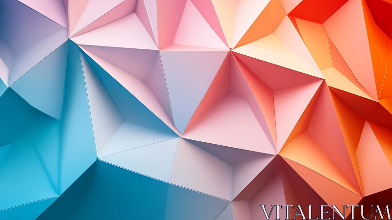 Geometric pastel facets form vivid origami-style relief