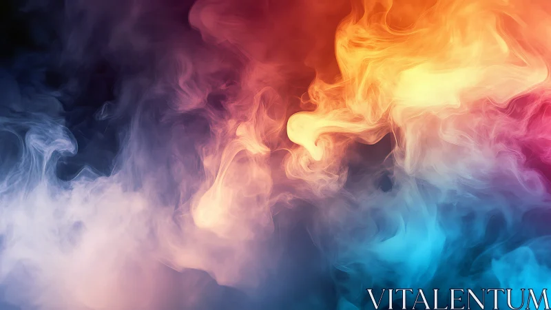 Chromatic smoke plumes forming dynamic abstract gradient field