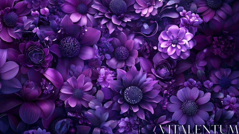 Densely Layered Purple Floral Composition with Multifaceted Petal Structures
