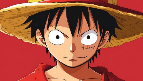 Cheerful straw hat hero sharing a bold, confident smile.