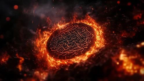 Radiant Sacred Text Surrounded by Divine Flames
