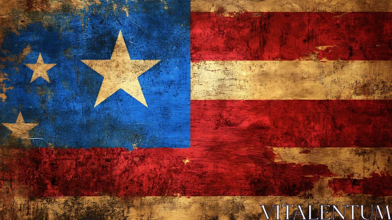 Grunge reinterpretation of a star-spangled striped flag.