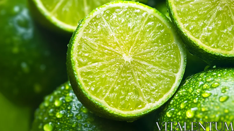 Macro citrus cross-sections with vivid dewy lime textures.