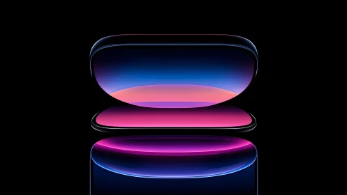 Futuristic smartphone concept with glowing neon light reflections.