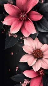 Radiant Pink Blossoms Dance Across Midnight Canvas. Bold.