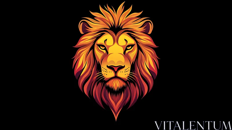 Stylized lion head illustration uses layered warm gradients
