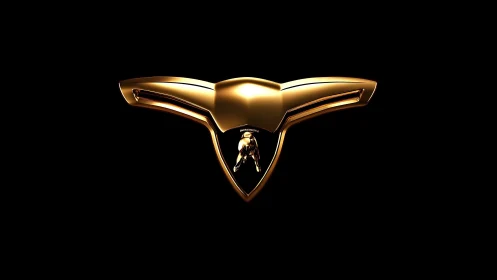 Sculpted metallic emblem with stylized golden bull profile.