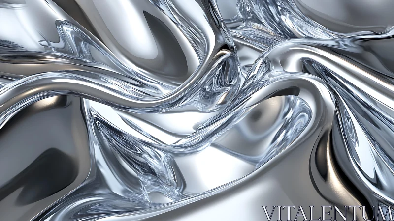 Flowing Metallic Abstract Pattern in Futuristic Digital Art Style.