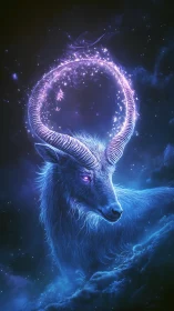 Celestial stag bends starlight into a luminous halo crown