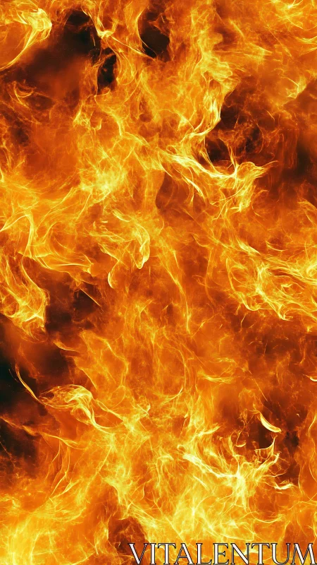 Roaring Inferno: Intense Orange Flames Reaching Upward.