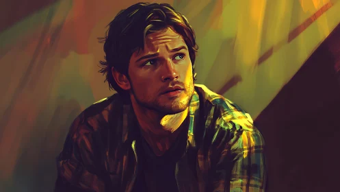 Soft golden light falls on a thoughtful young man.