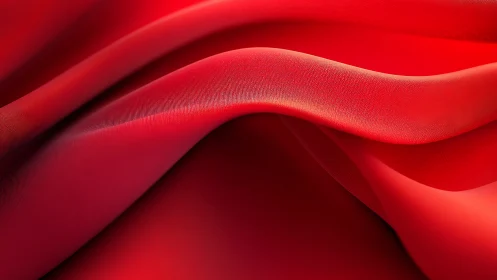 Flowing red fabric drifts in soft, sculpted curves of light