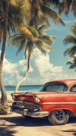 Sun-faded classic cruises through a lazy palm-lined shoreline.