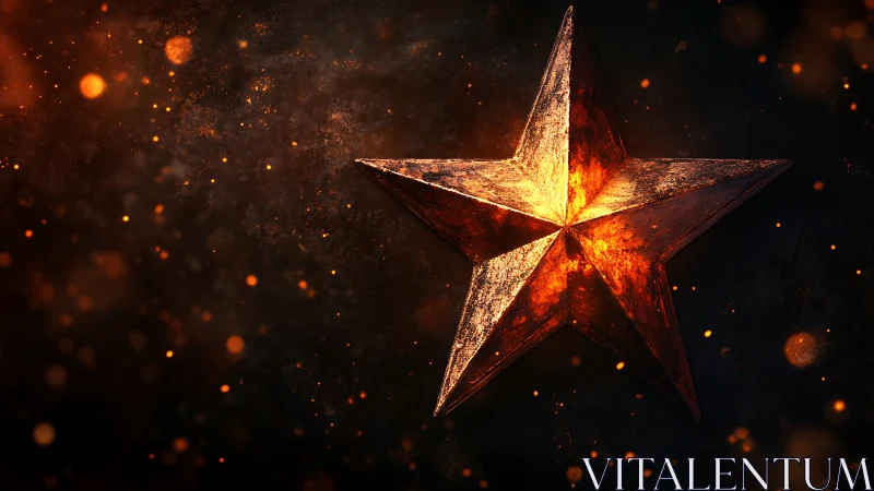 Golden Star Ignites Against Darkness with Fiery Particle Dance