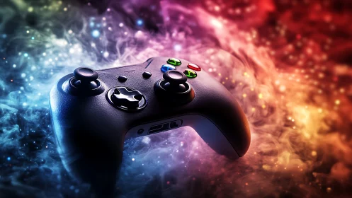 Xbox Series X Controller with Energetic Quantum Particle Effects.