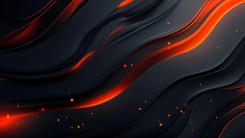 Abstract dark waves with glowing orange lines in modern style.