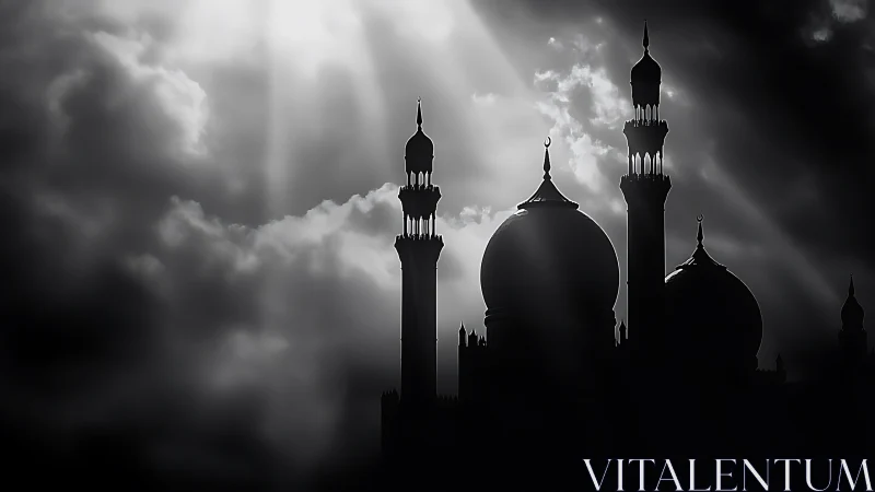 Moonlit domes drink stormlight pouring through restless clouds