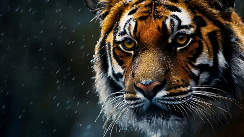 Snow-dusted tiger portrait captures hyperreal predatory gaze