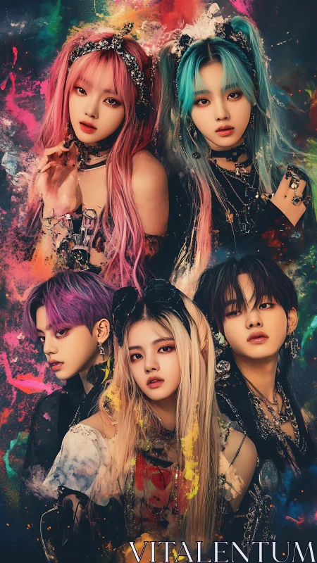 Colorful punk-styled friends share vivid neon energy together