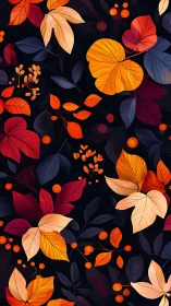 Glowing autumn leaves dance gently across a deep night sky