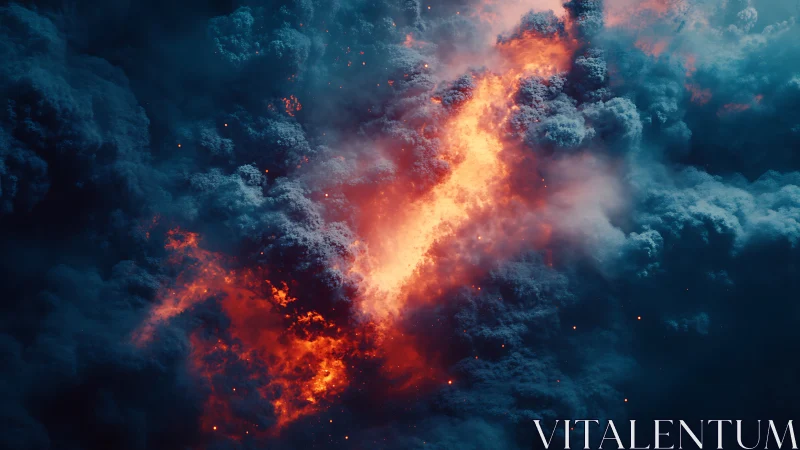 Volcanic Eruption: Molten Lava Channel Through Crystalline Ice.