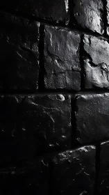 Moody black stone wall catching quiet, dramatic light.