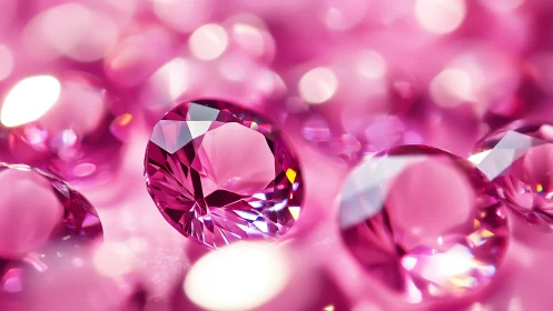 High-clarity pink gemstones rendered in macro photoreal detail
