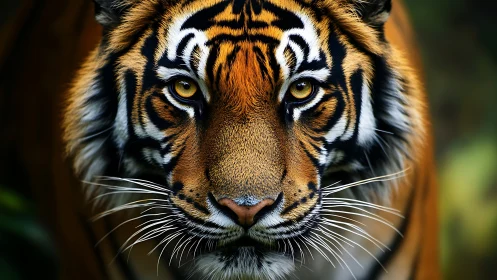 Intense tiger portrait with shallow depth and rich contrast.