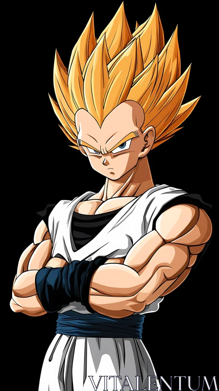 Anime character portrait with dynamic muscular cel shading.