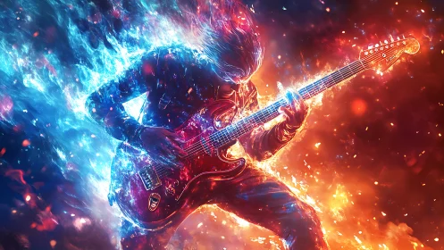 Firestorm shredder ignites neon tides of electric sound.