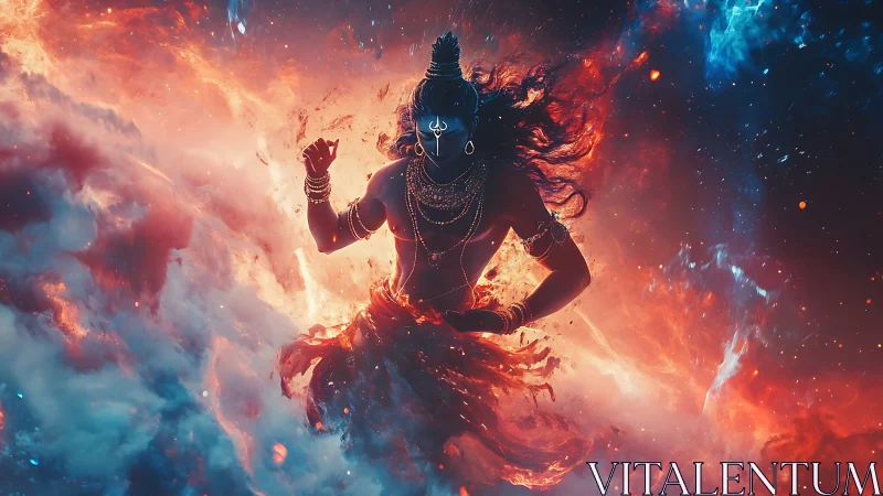 Cosmic dancer in swirling nebula light invites quiet awe